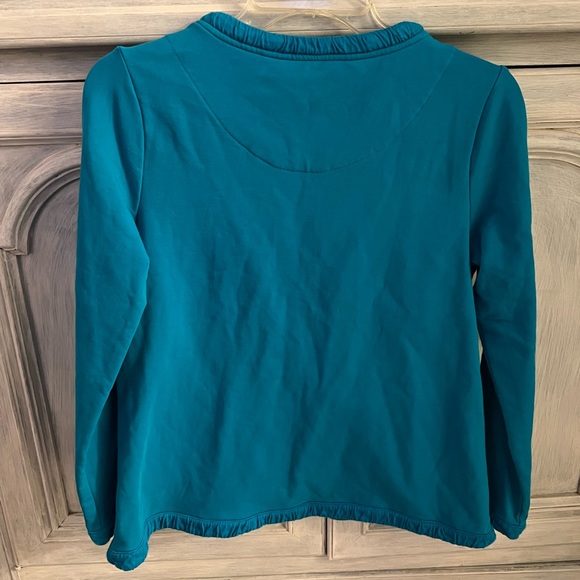 Soft Surroundings Teal Blue Just Peachy Pullover Sweatshirt - Picture 5 of 5